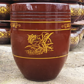 50-140斤陶瓷水缸(火红釉花)